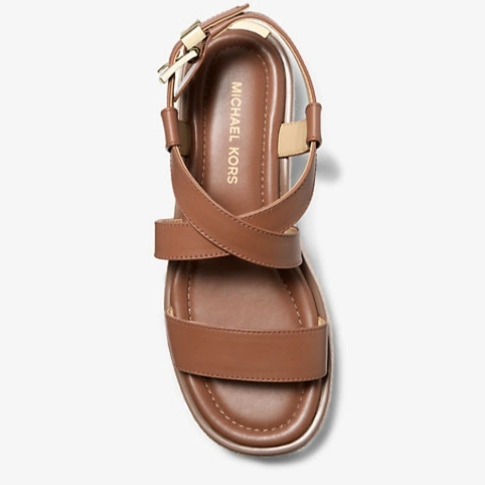 Michael Kors LYNN ESPADRILLE SANDAL Brown Leather Size 10 - Picture 3 of 4